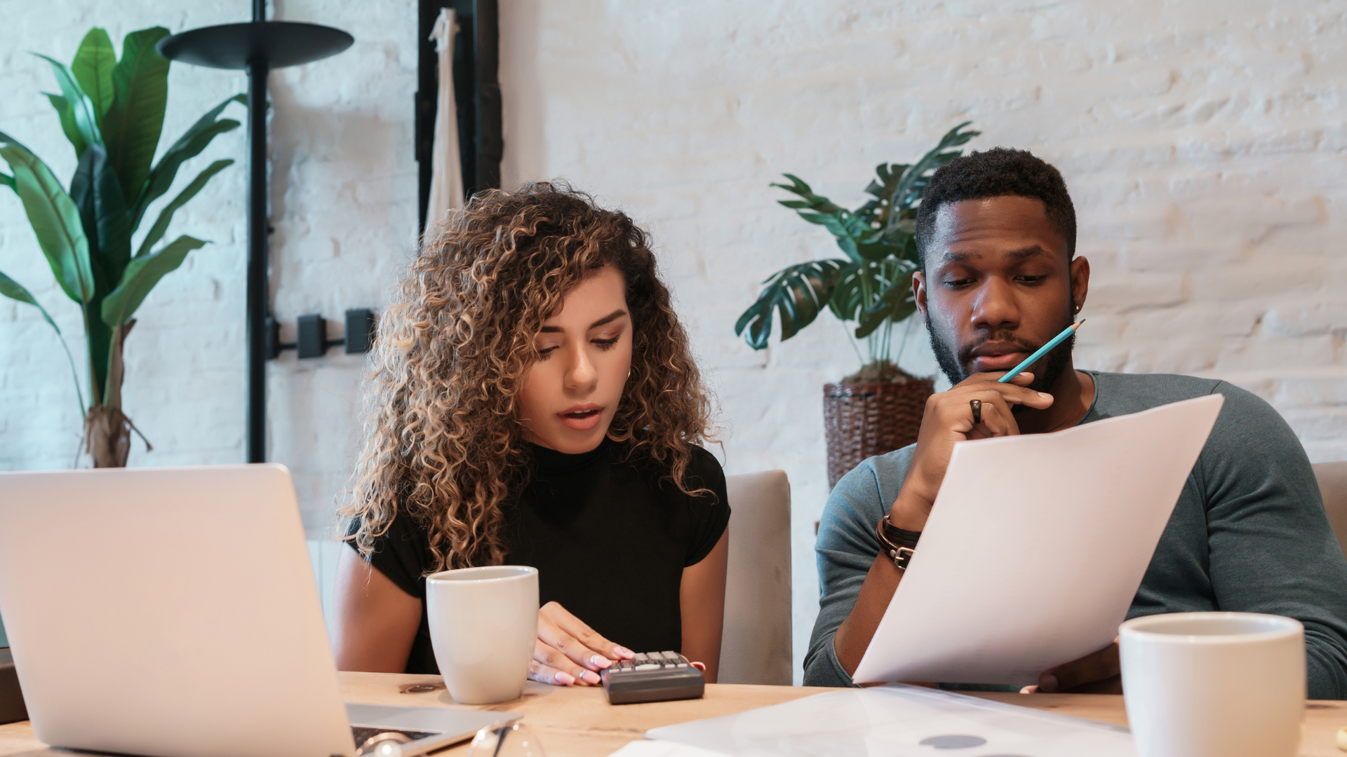 Couple looking at finances