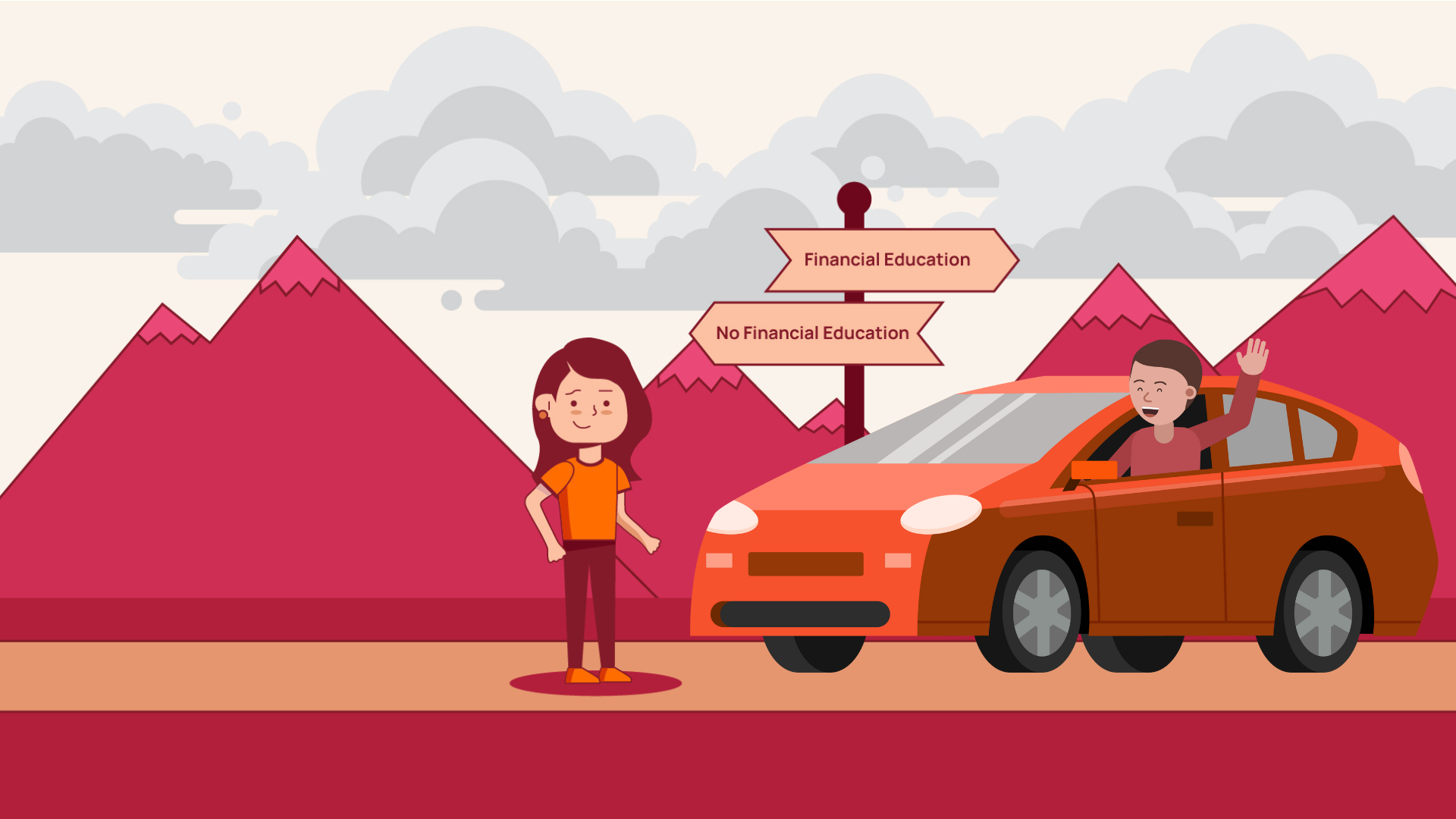 Cost of Not Knowing Maya at crossroads with friend in car waving