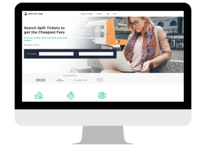 Split My Ticket's homepage on a computer screen